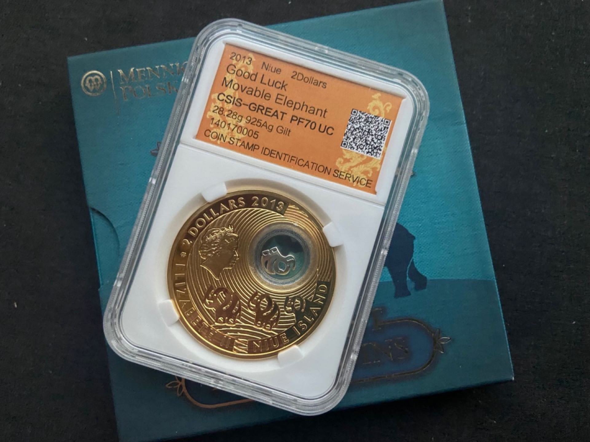 【随心拍&Getcoins】钱币拍卖第103期  【纽埃】幸运镀金银币【信泰70】