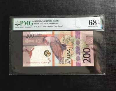 【Blue Auction】世界纸币精拍第131期——豪森宫（共95拍） - 【冠军分】阿鲁巴 2019年200弗罗林 PMG68EPQ