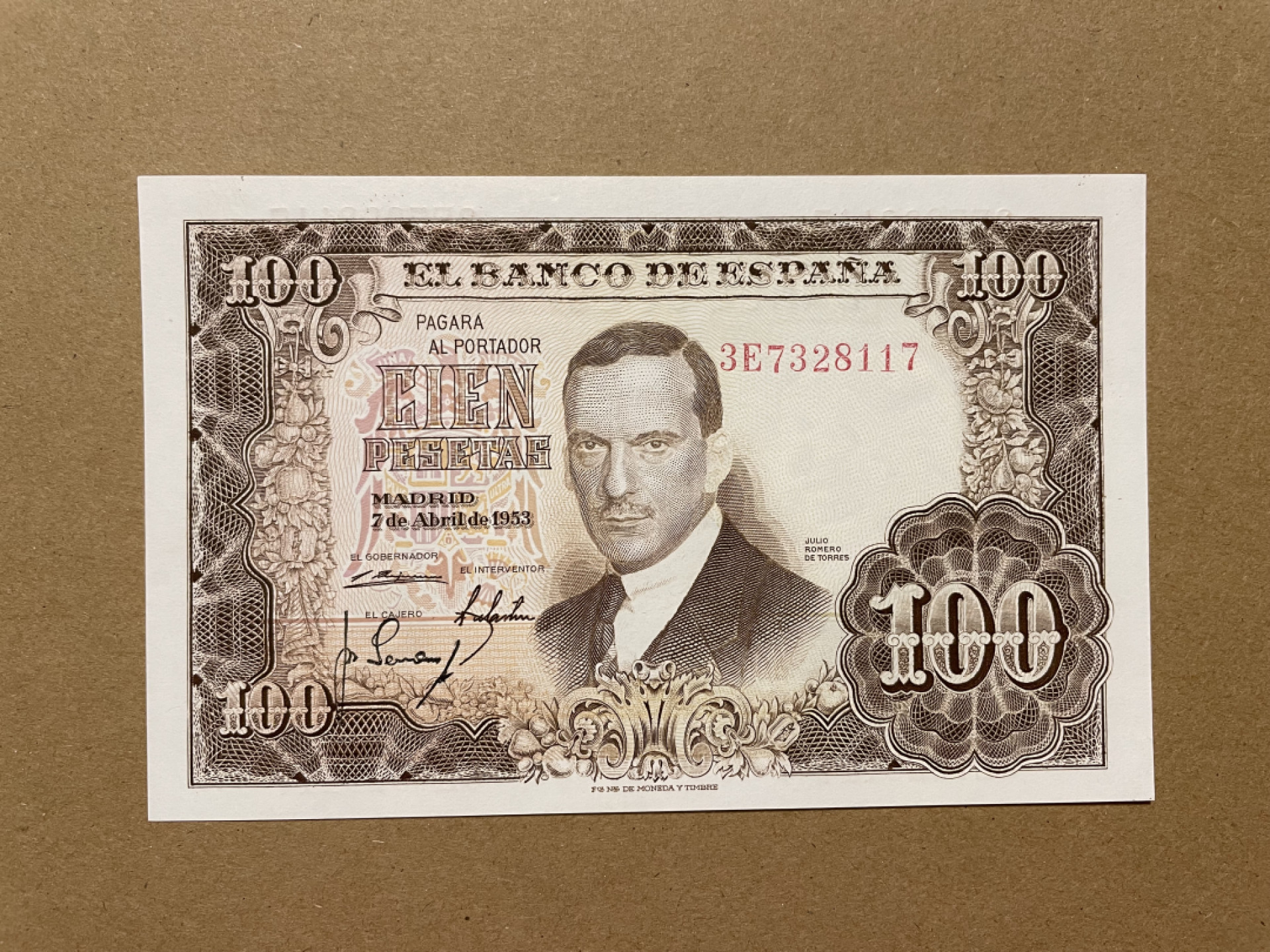 《张总收藏》38期—世界精品 西班牙100比塞塔 UNC 1953年
