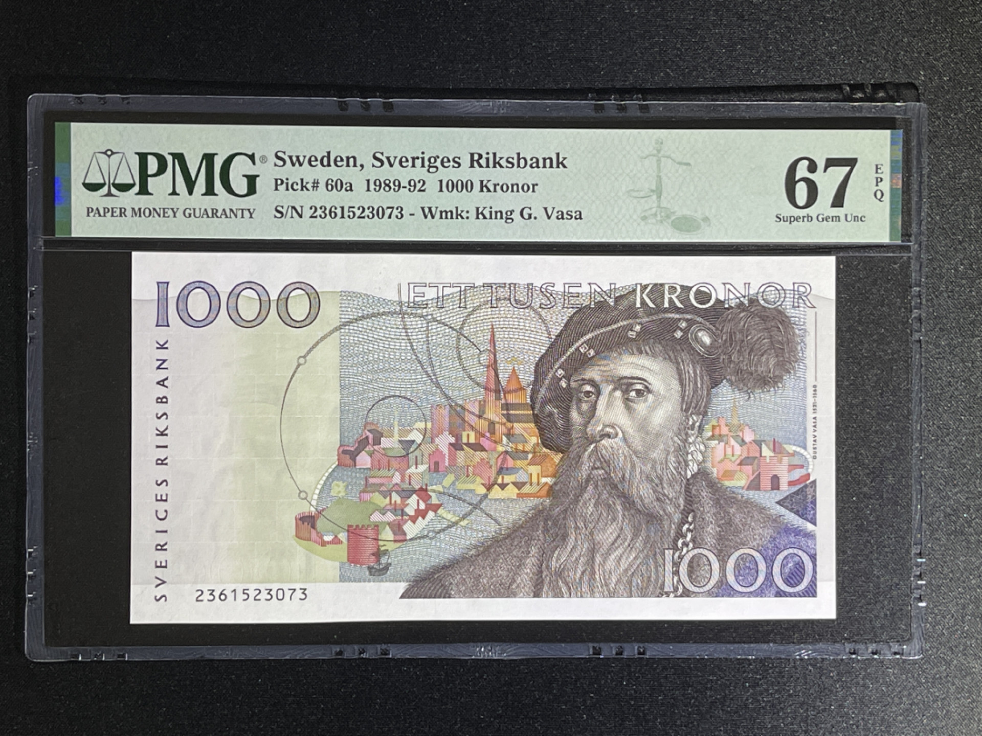 《张总收藏》38期—世界精品 瑞典1000克朗 PMG67E 初版大胡子 P-60a 无4