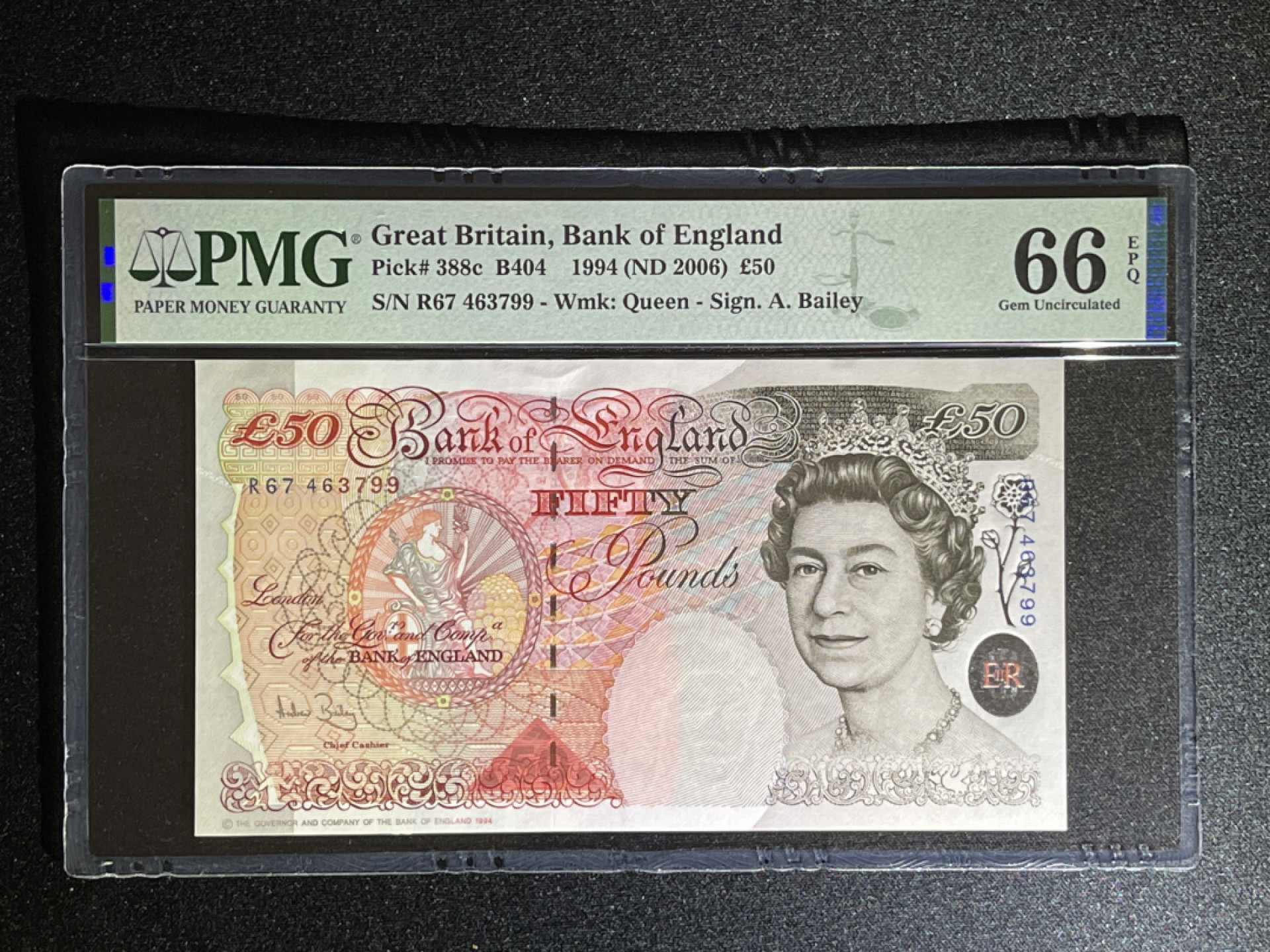 《张总收藏》38期—世界精品 英国50镑 PMG66E E序列 P-388