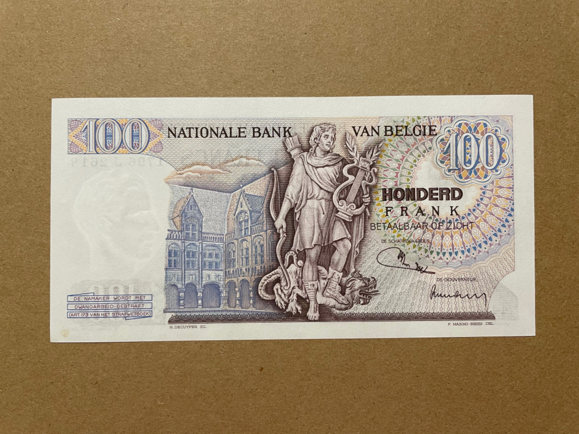 《张总收藏》38期—世界精品 比利时100法郎 UNC 1972年
