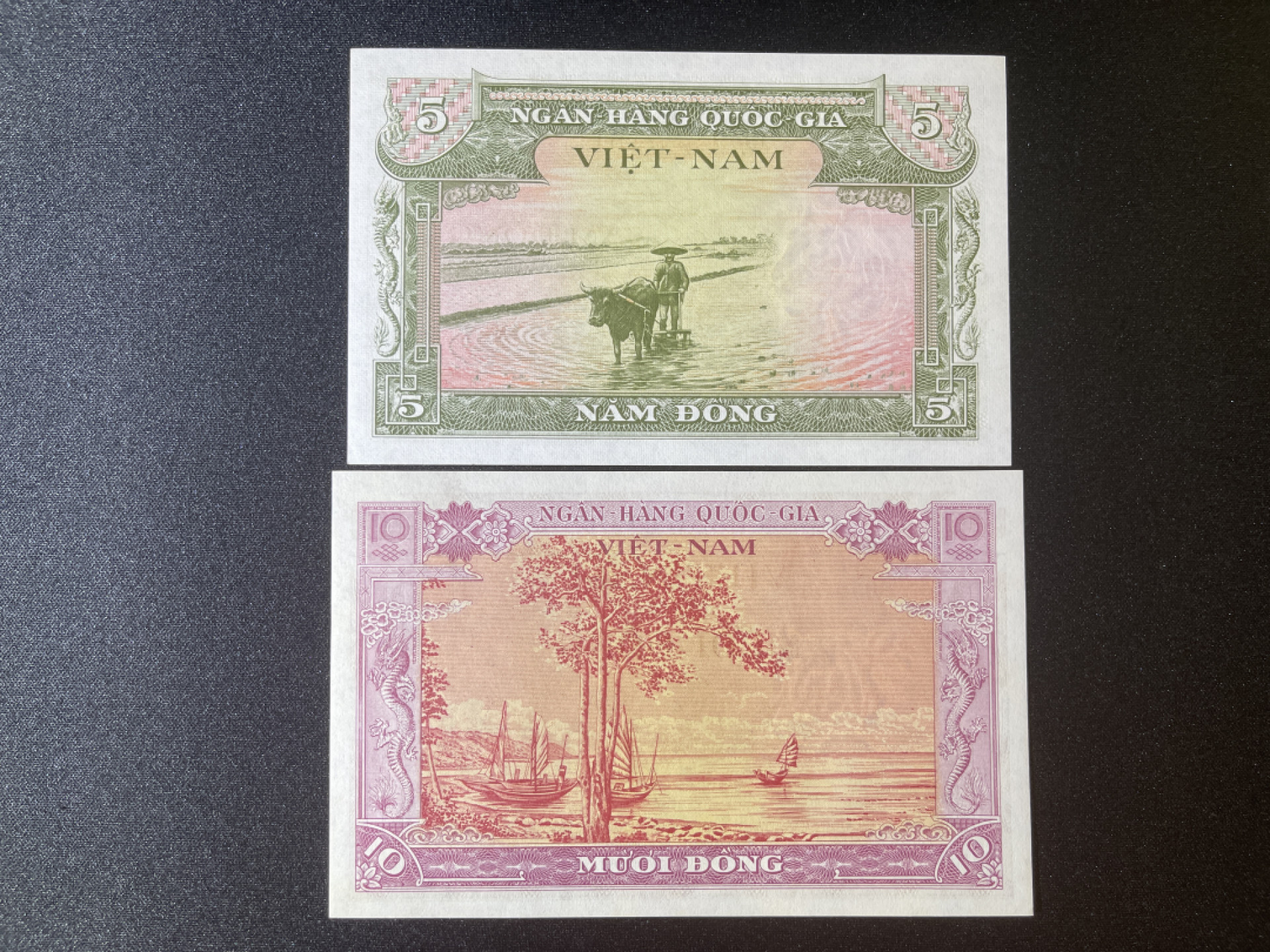《张总收藏》38期—世界精品 南越5、10DONG UNC 1955年