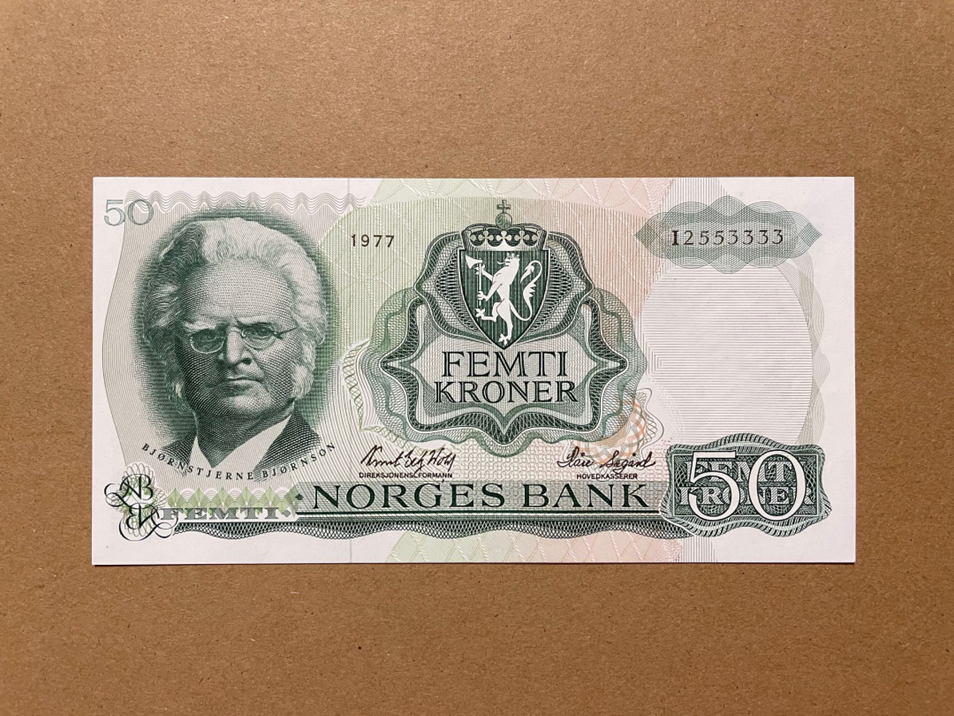《张总收藏》38期—世界精品 挪威50克朗 UNC 1977年 狮子号