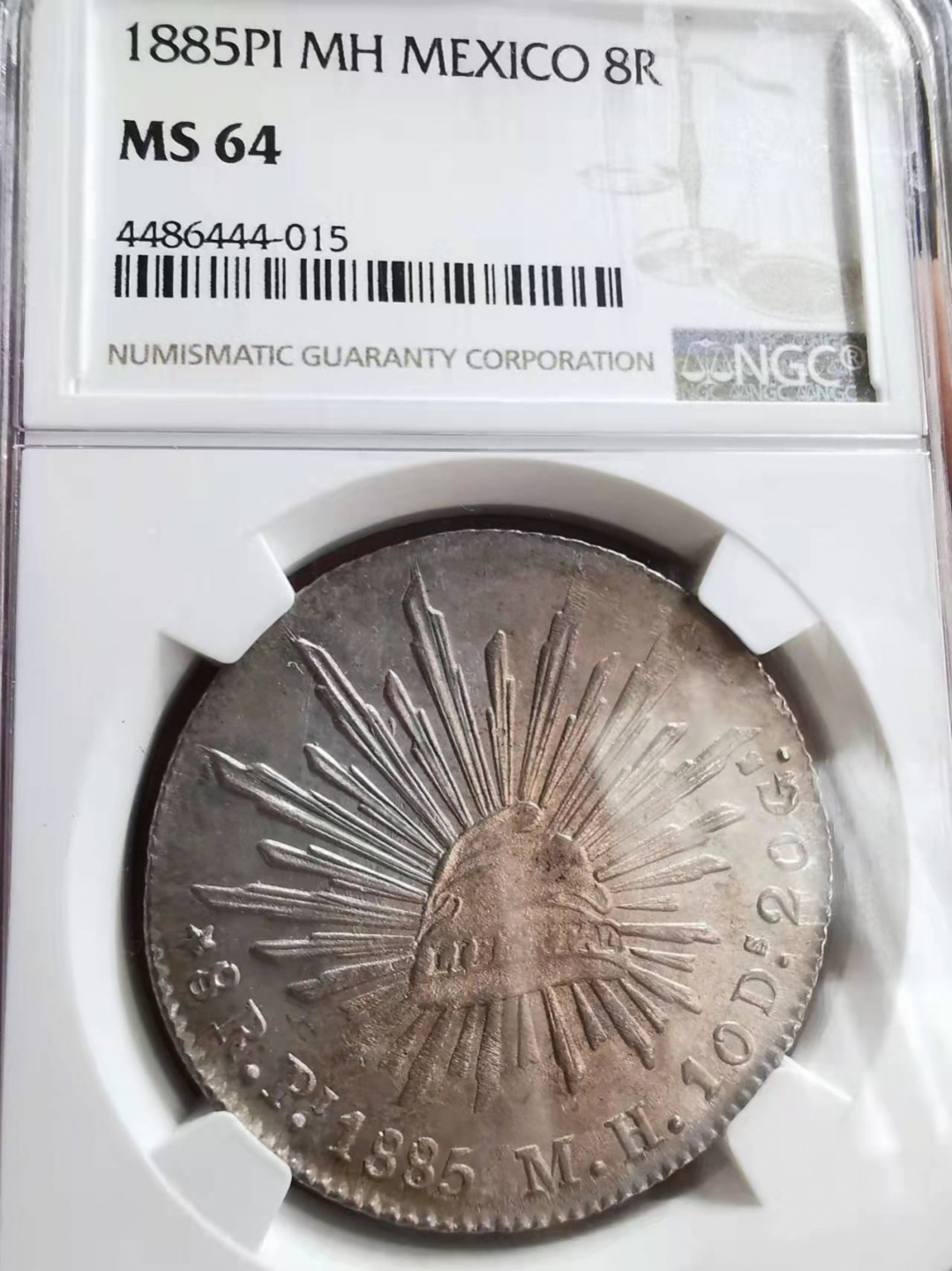 凡希社世界钱币微拍第一百七十三期 荐！1885PI墨西哥花边鹰洋NGC-MS64绝美五彩！