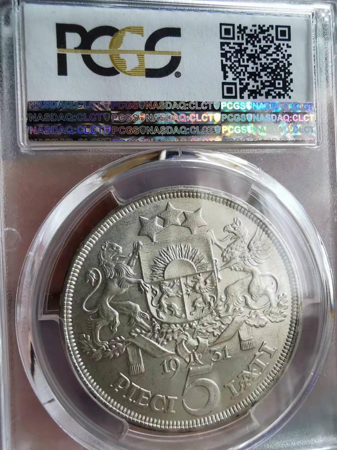 凡希社世界钱币微拍第一百七十三期 1931拉脱维亚民族少女5L大银PCGS-MS62