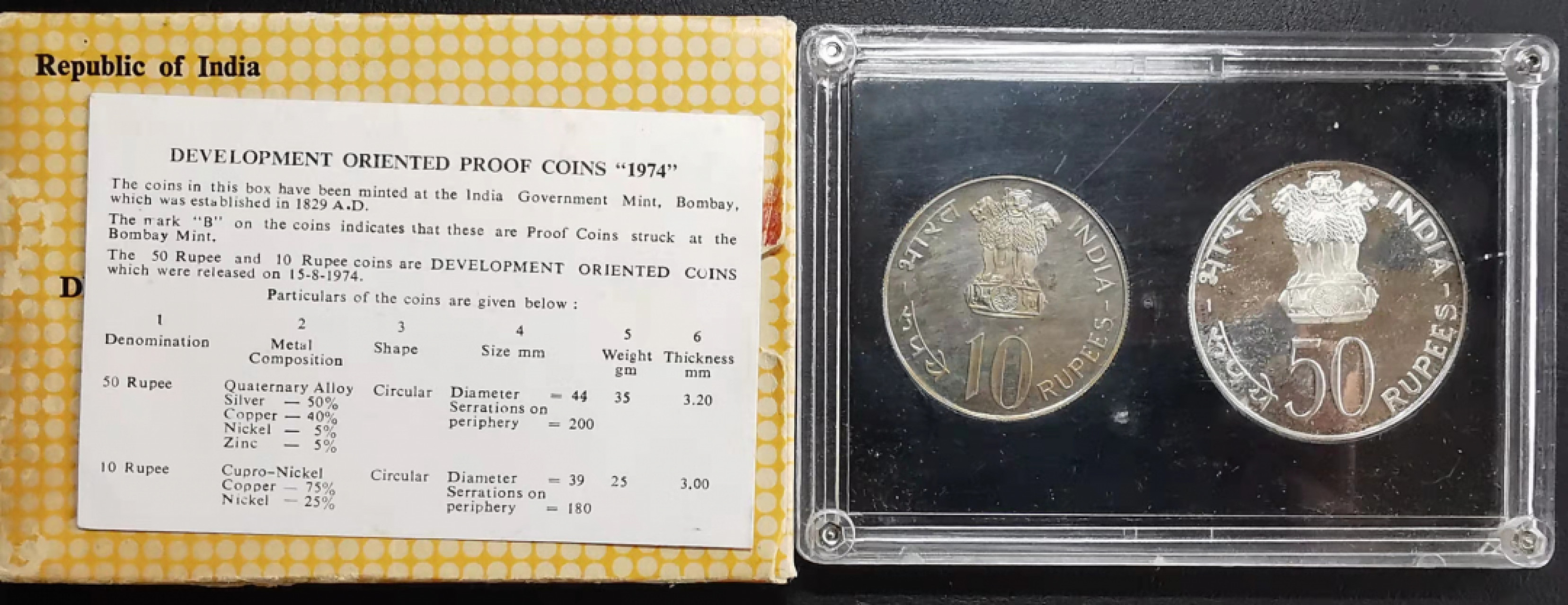 凡希社世界钱币微拍第一百七十三期 1974印度共和国FAO精铸PS两枚装