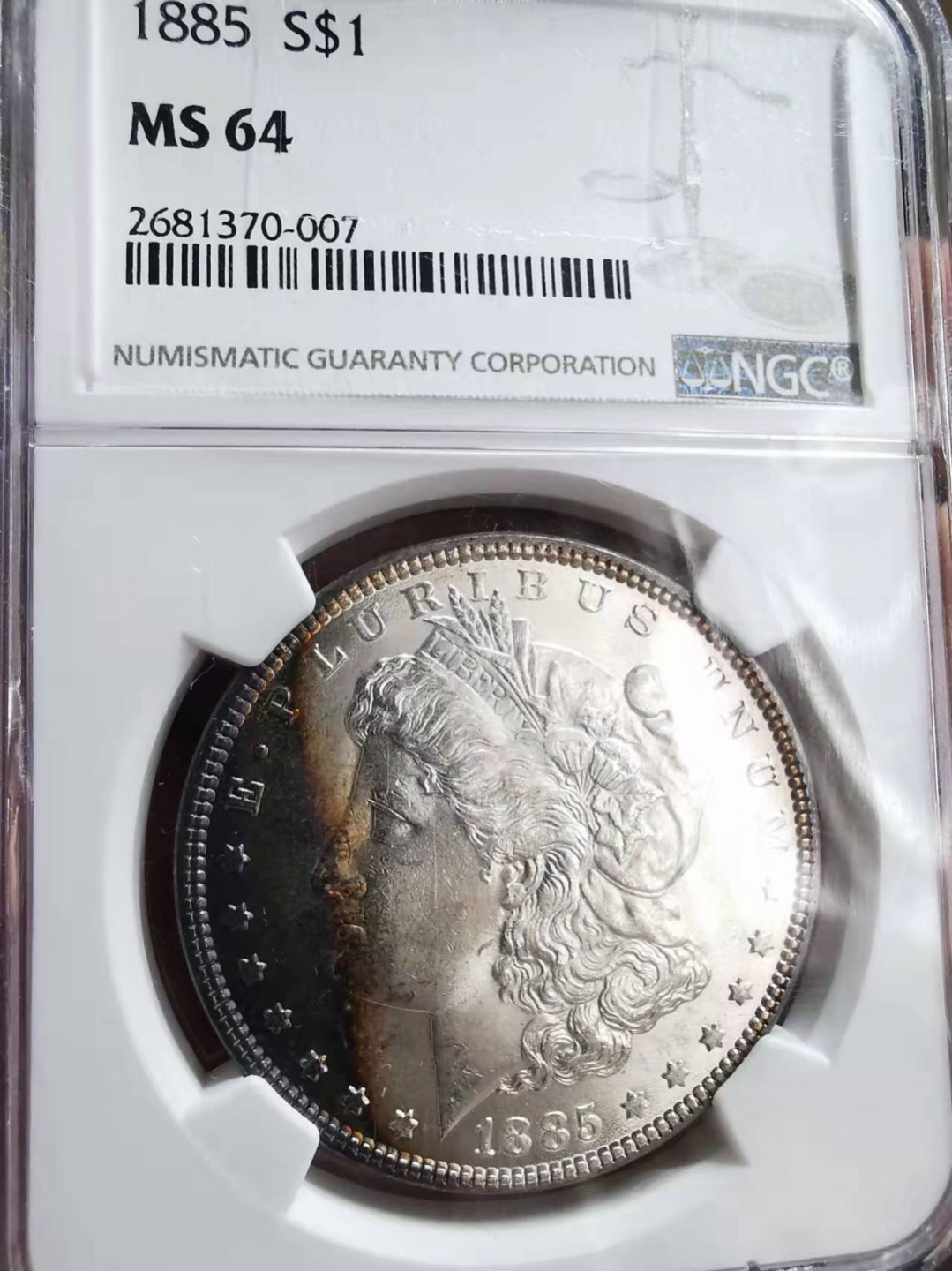 凡希社世界钱币微拍第一百七十三期 1885美国摩根壹圆NGC-MS64月牙彩