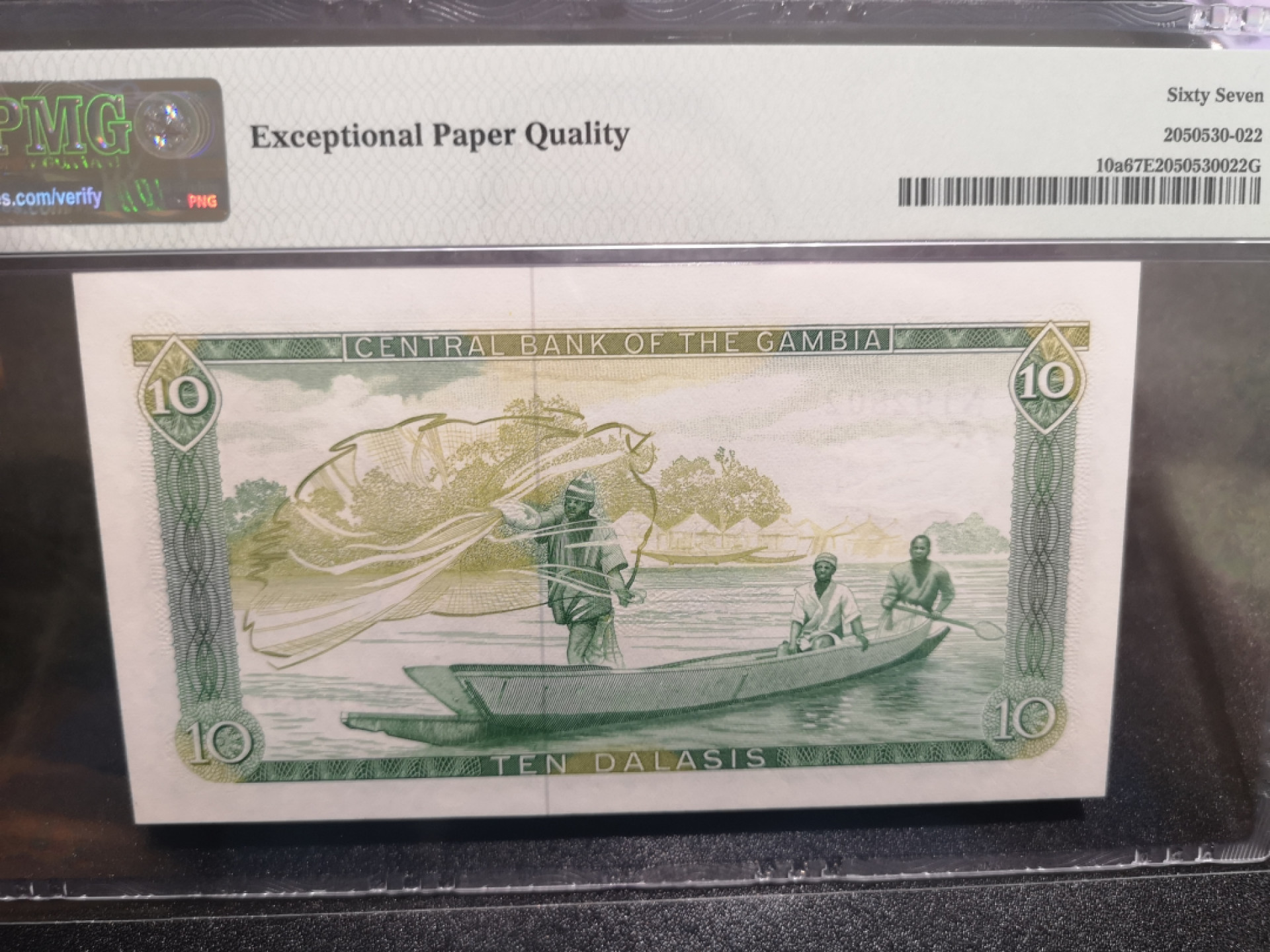 《外钞收藏家》第一百三十六期（本期100件） 1987-90年冈比亚10 PMG67 无47