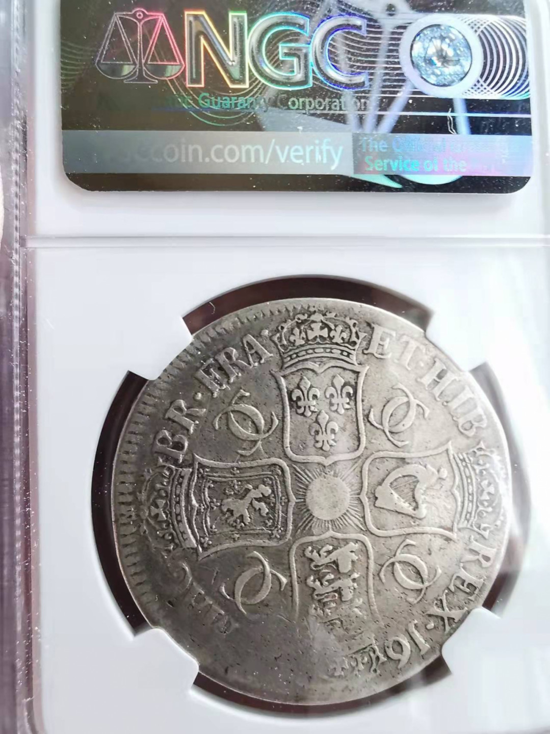 凡希社世界钱币微拍第一百七十三期 1676英国查理二世克朗大银NGC-VF20