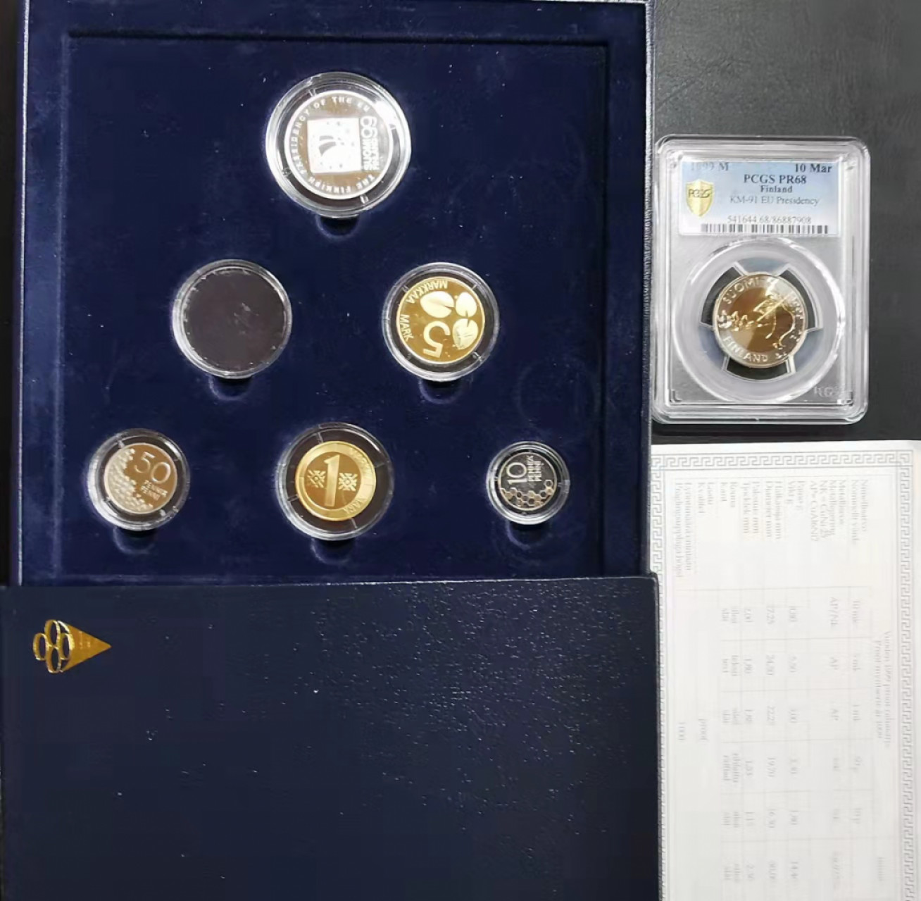 凡希社世界钱币微拍第一百七十三期 荐！1999芬兰精铸PS原盒五枚+银章