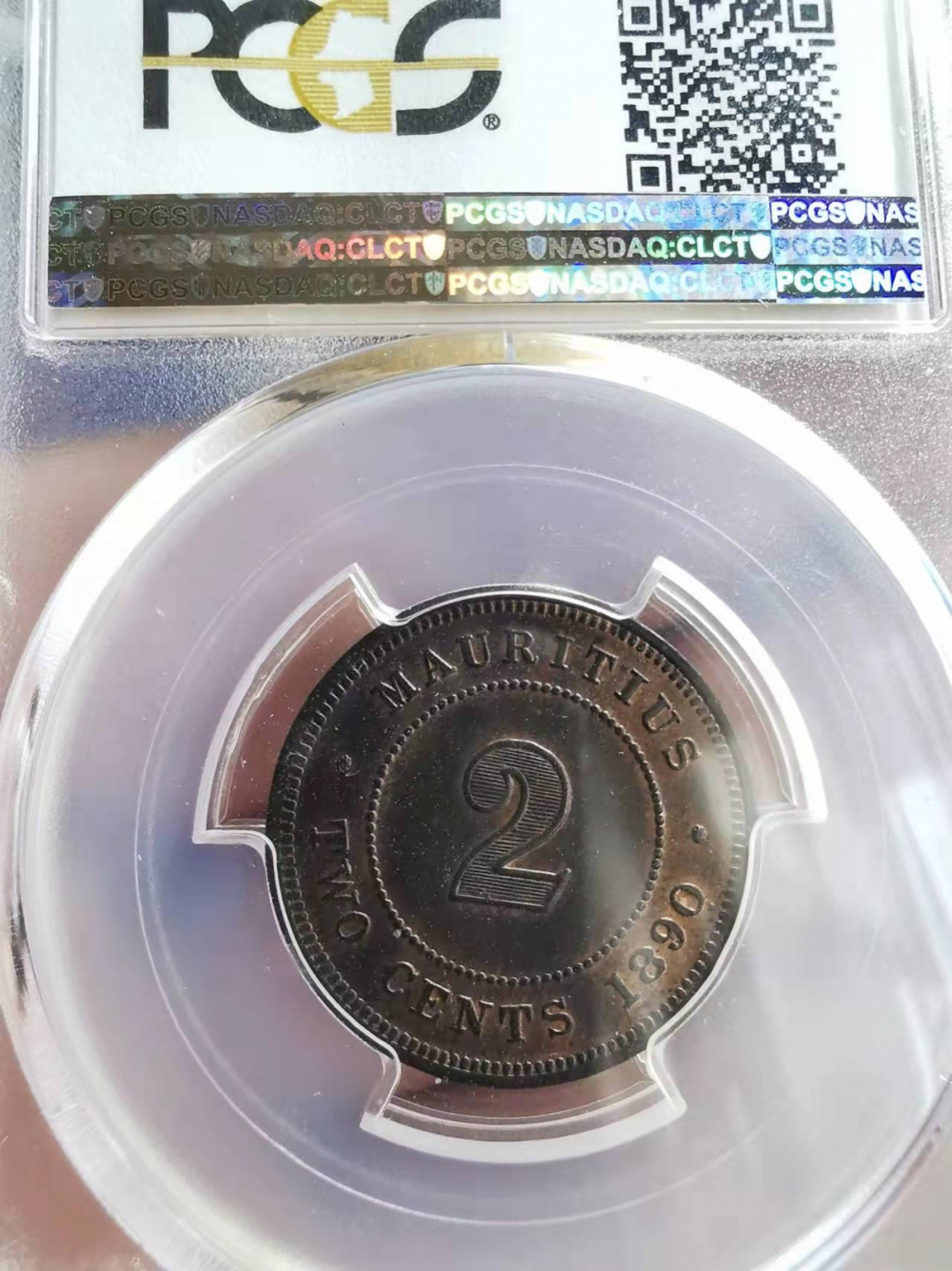 凡希社世界钱币微拍第一百七十三期 1890H毛里求斯小维2C铜币PCGS-MS63RB