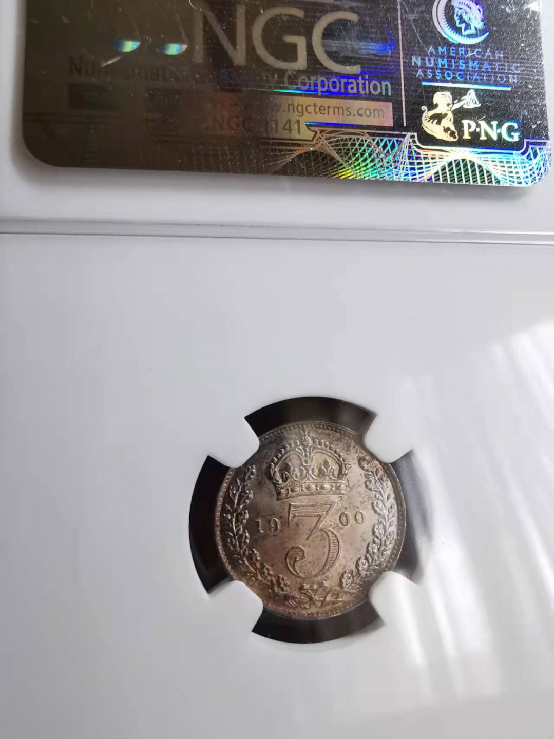 凡希社世界钱币微拍第一百七十三期 1900英国老维批纱3便士NGC-MS64