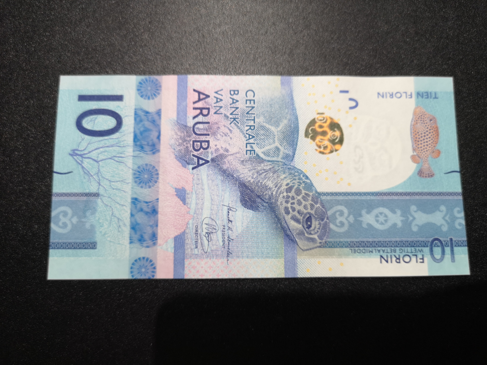 《外钞收藏家》第一百三十六期（本期100件） 2019年阿鲁巴10 A冠 全新UNC  无4