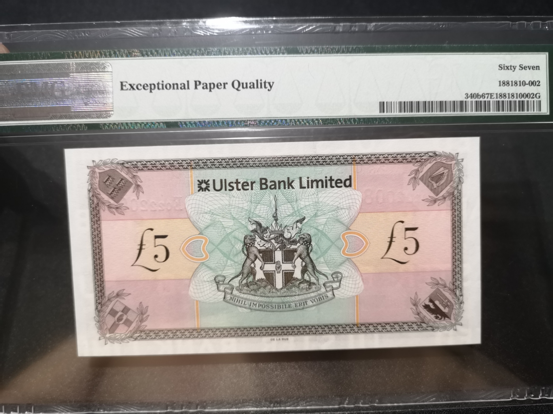 《外钞收藏家》第一百三十六期（本期100件） 2013年北爱尔兰 5镑 PMG67 靓号尾8