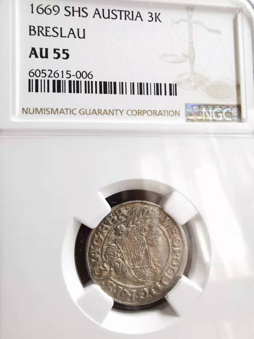 凡希社世界钱币微拍第一百七十三期 1669神罗布雷斯劳3K银辅币NGC-AU55