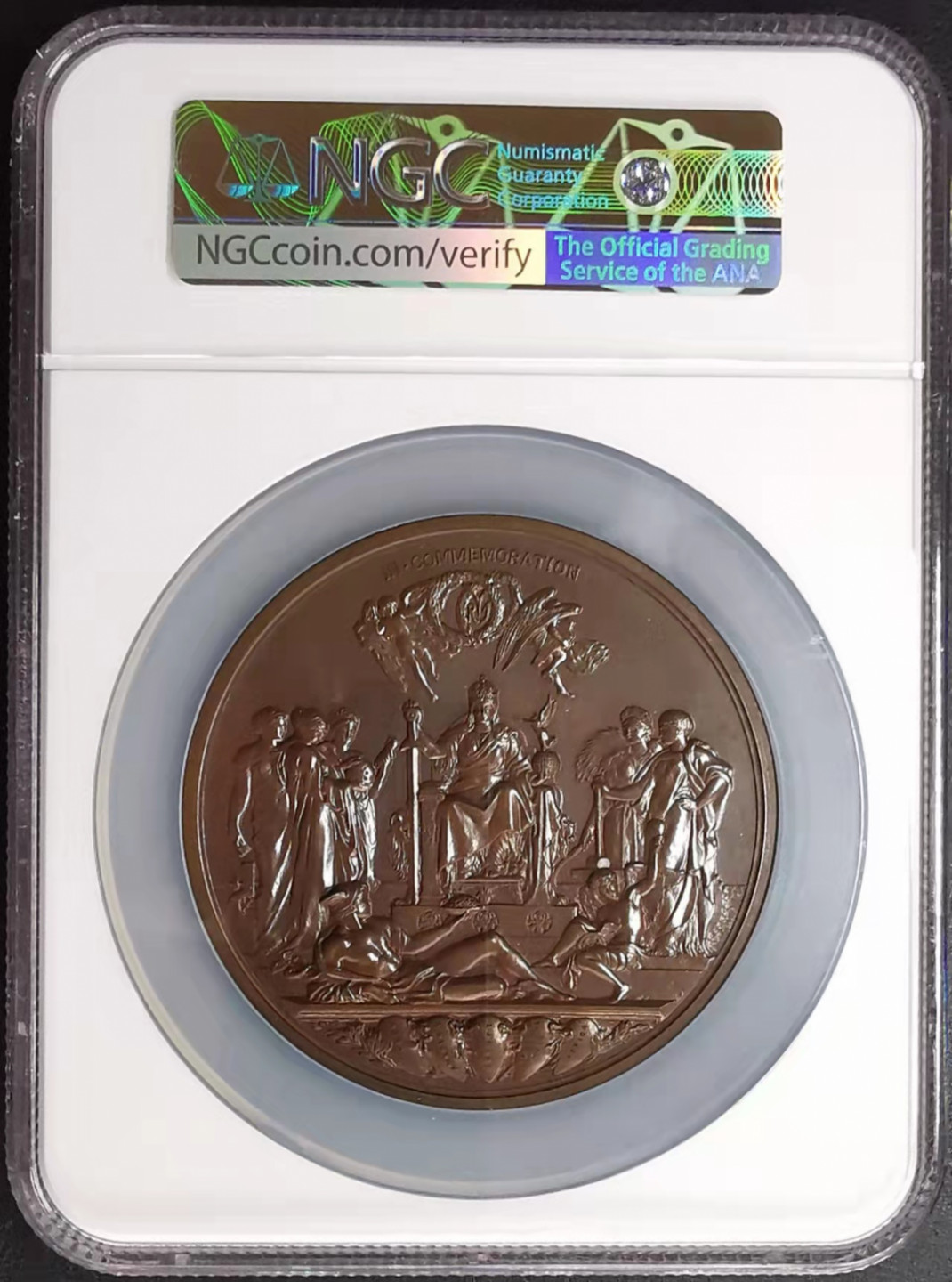 凡希社世界钱币微拍第一百七十三期 荐！1887英国老维加冕五十周年纪念铜章NGC-MS63雕模精美！