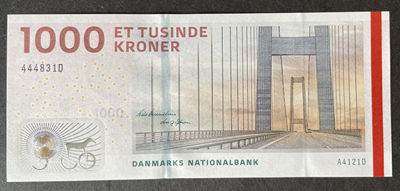 小福收藏拍卖第36期 外币裸钞场 本期有卡塔尔新版 丹麦桥版最高值 以及多国精美纸币 - 丹麦 2012年 1000克朗 最高值 unc