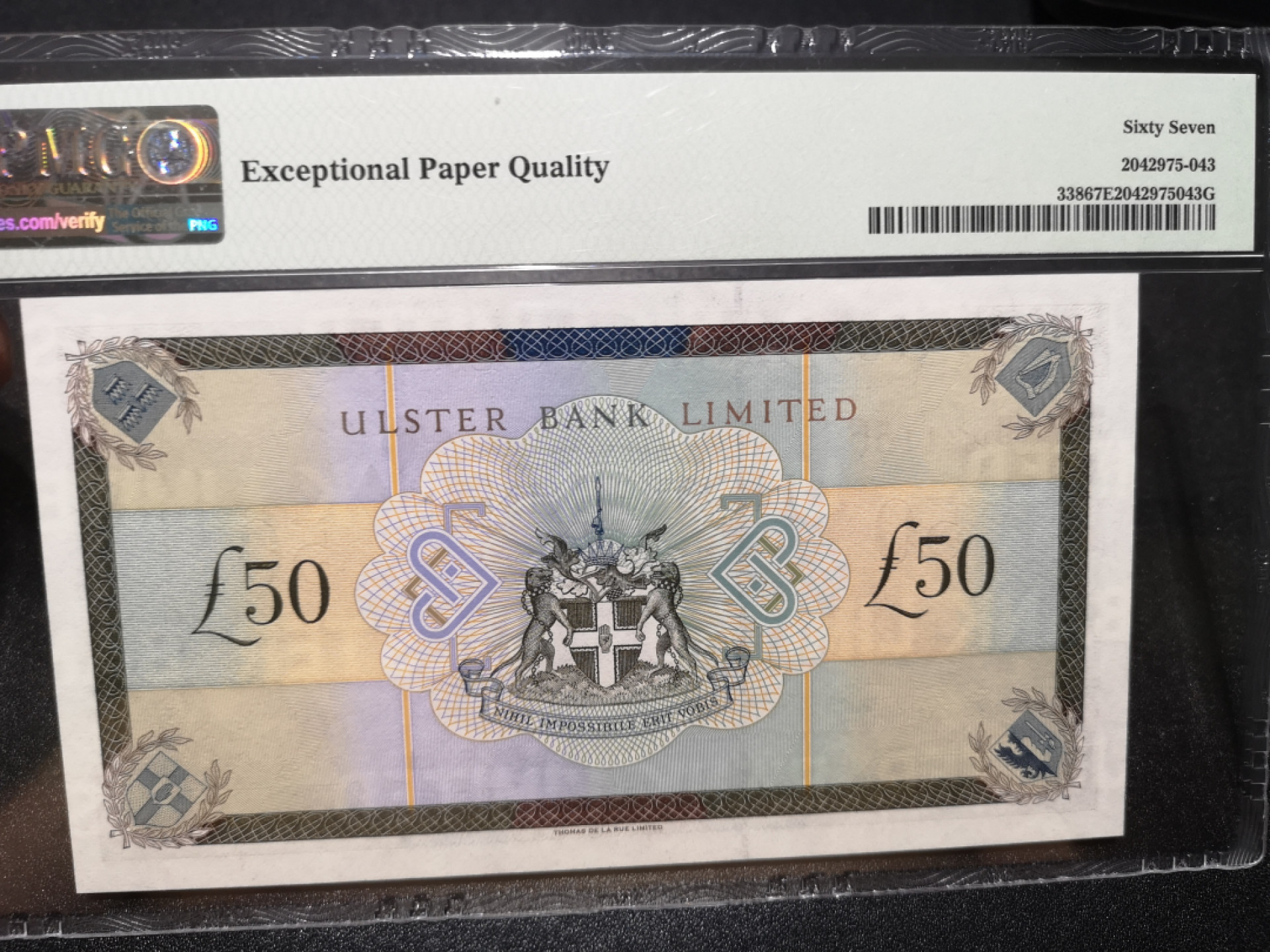 《外钞收藏家》第一百三十六期（本期100件） 1997年北爱尔兰50镑 PMG67 双尾靓号