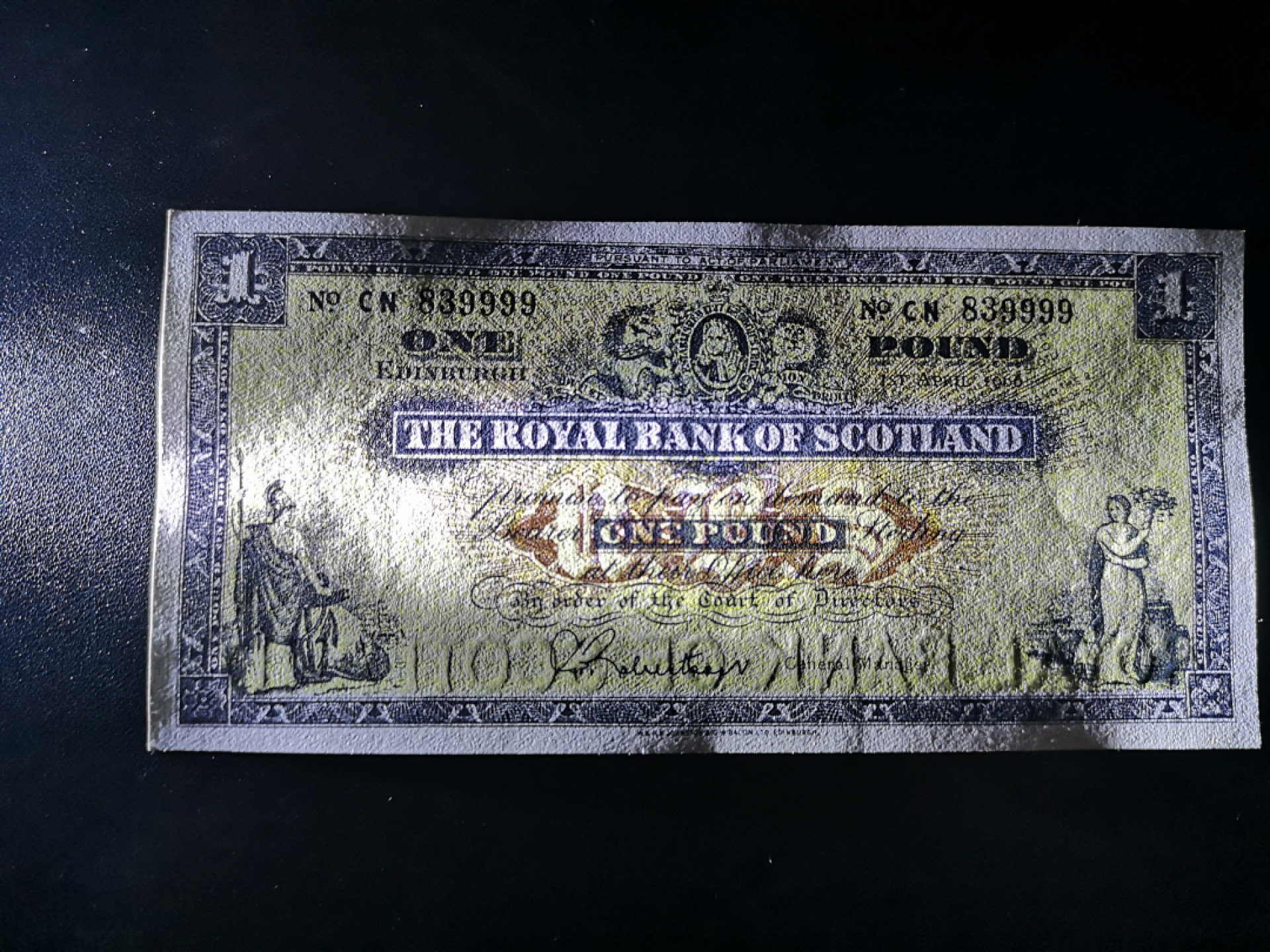 《外钞收藏家》第一百三十六期（本期100件） 1966年苏格兰皇家银行1镑 全新UNC 9999狮子号