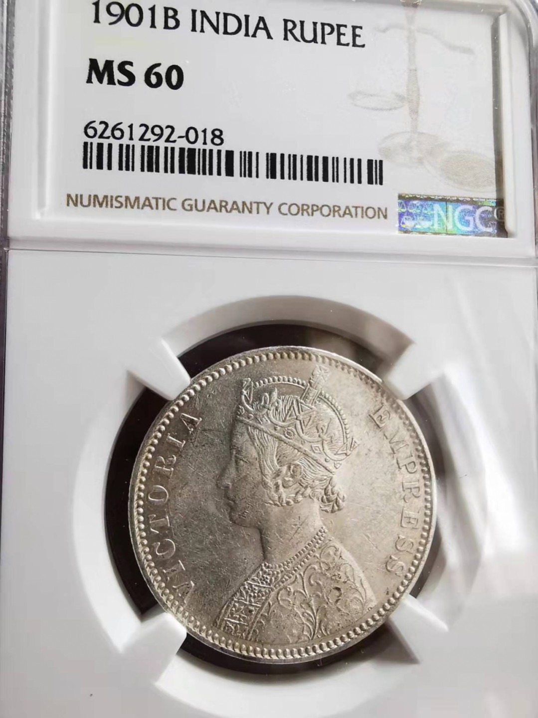 凡希社世界钱币微拍第一百七十三期 1901B英属印度小维卢比NGC-MS60