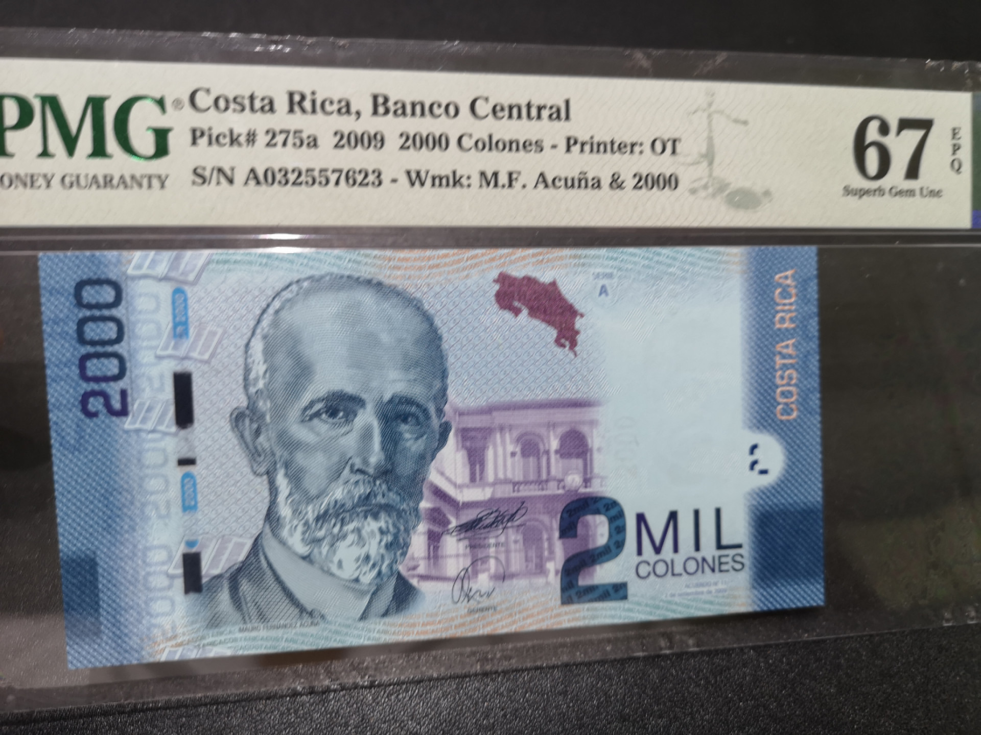 《外钞收藏家》第一百三十六期（本期100件） 2009年哥斯达黎加2000 A冠 PMG67