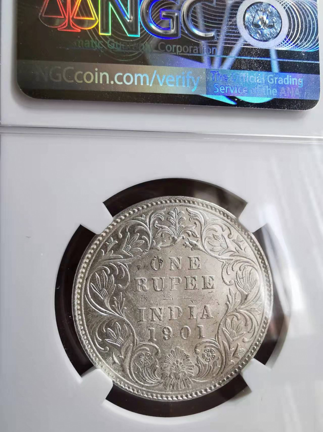 凡希社世界钱币微拍第一百七十三期 1901B英属印度小维卢比NGC-MS60