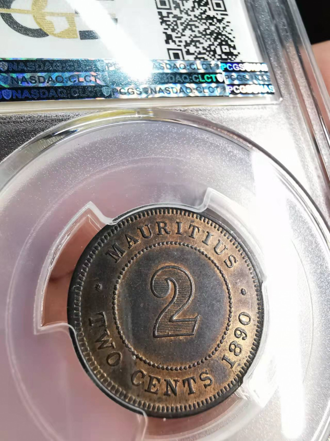 凡希社世界钱币微拍第一百七十三期 1890H毛里求斯小维2C铜币PCGS-MS63RB
