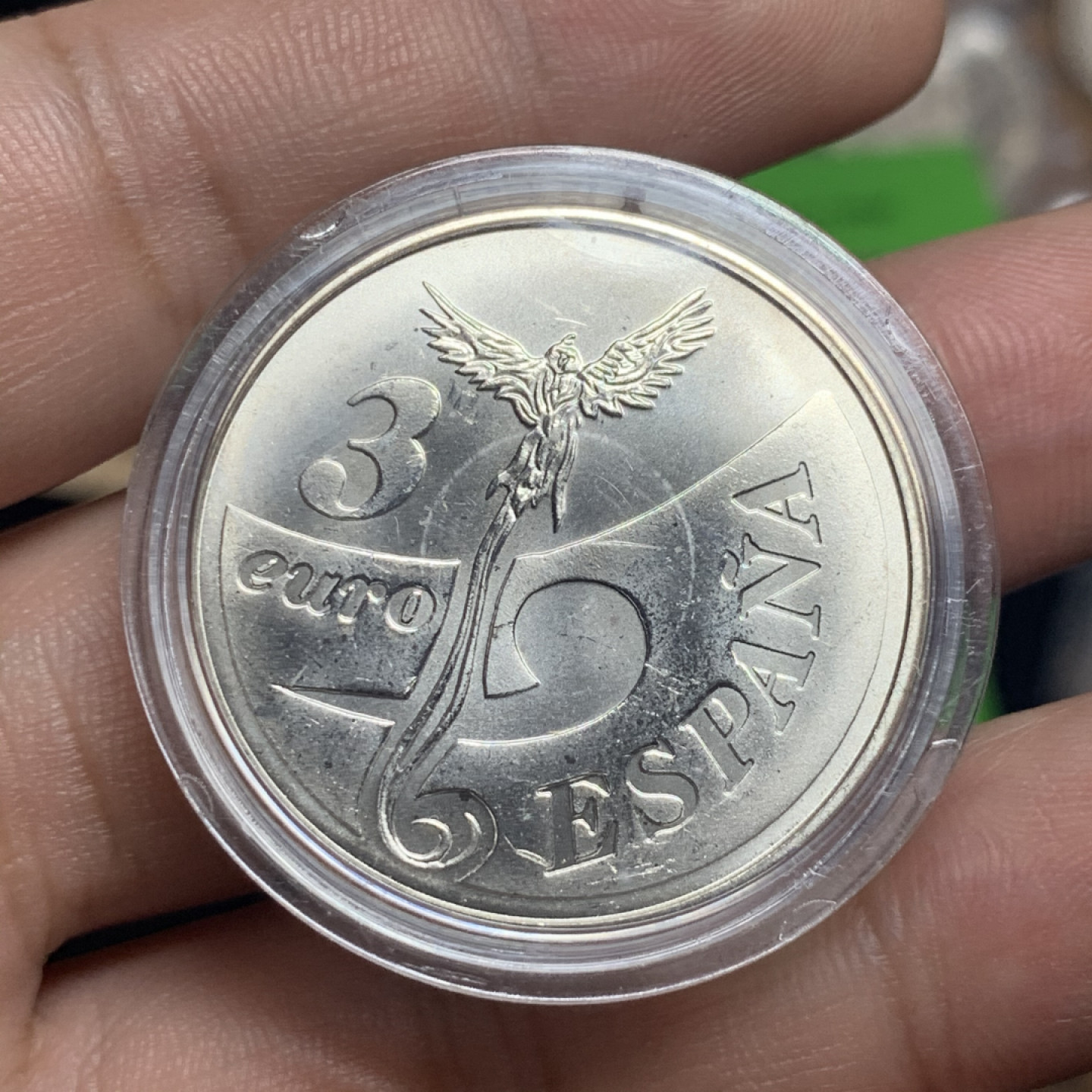 《竞宝斋》钱币微拍-第9场（不限金额顺丰包邮） 西班牙 1998年 发现委内瑞拉纪念 3欧元 银币 原木盒证书 非常稀少