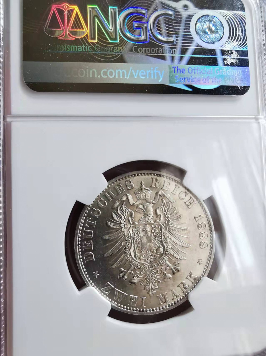 凡希社世界钱币微拍第一百七十三期 荐！1888A普鲁士威廉二世短翅2马克NGC-MS62