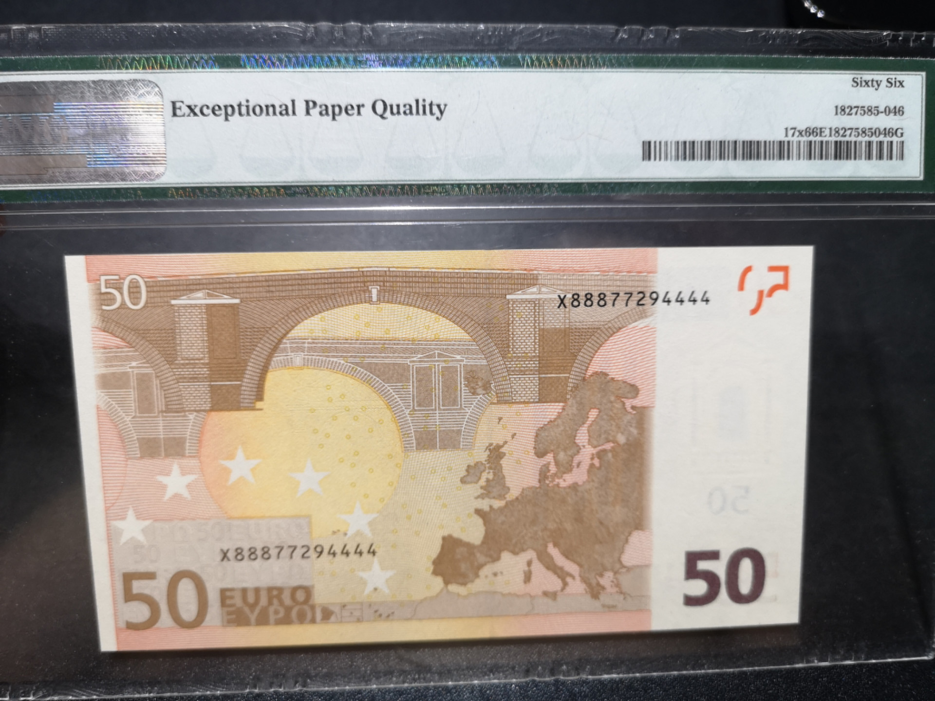 《外钞收藏家》第一百三十六期（本期100件） 三签50欧元 PMG66 德国 4444狮子号