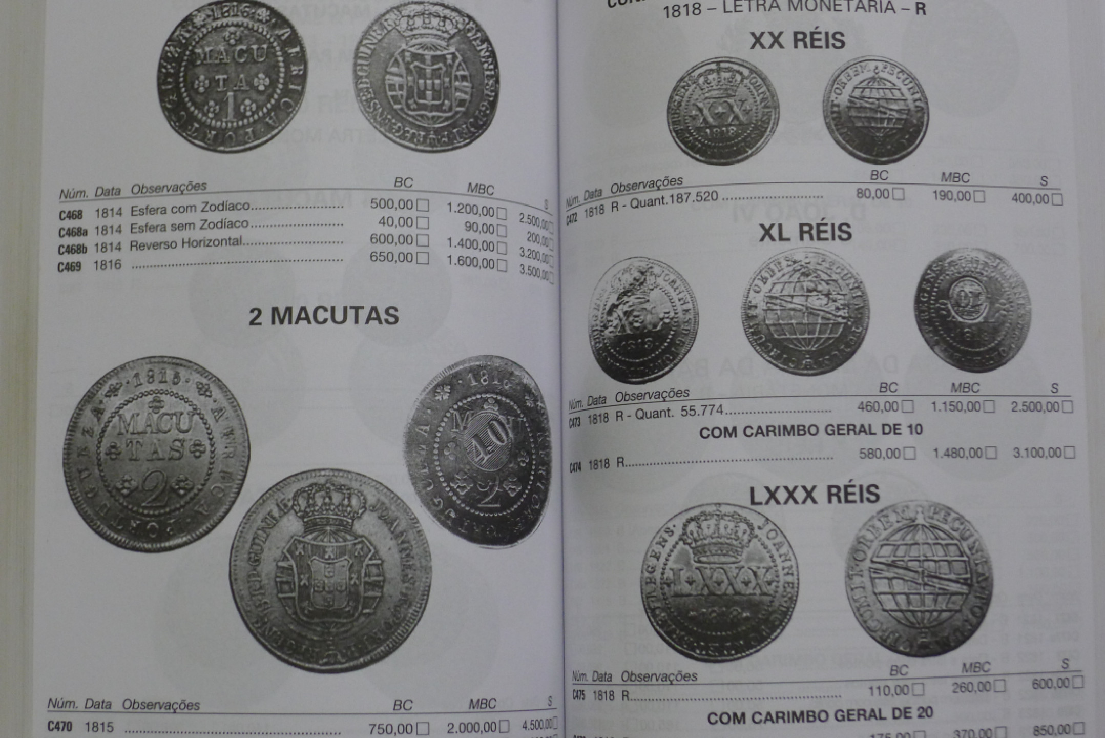世界钱币章牌书籍专场拍卖第34期 巴西硬币目录1643-2012
