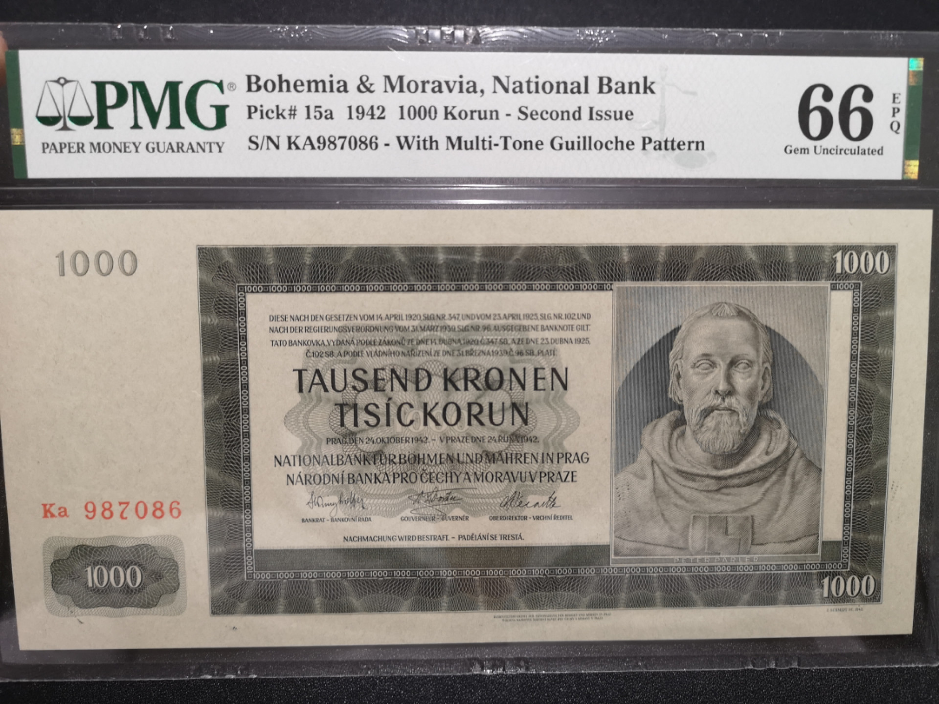 《外钞收藏家》第一百三十六期（本期100件） 1942年波西米亚1000 PMG66 精美大票幅