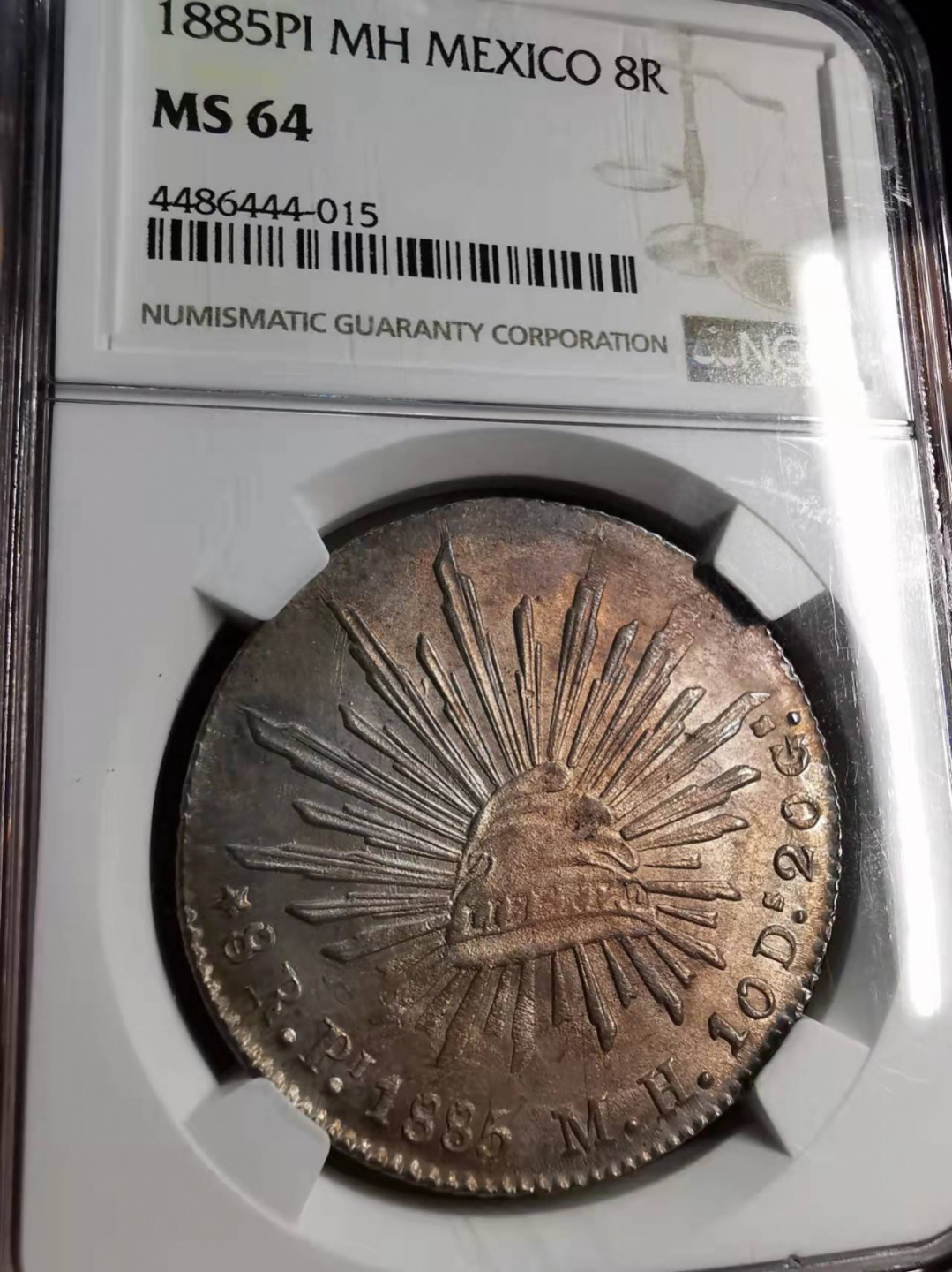 凡希社世界钱币微拍第一百七十三期 荐！1885PI墨西哥花边鹰洋NGC-MS64绝美五彩！