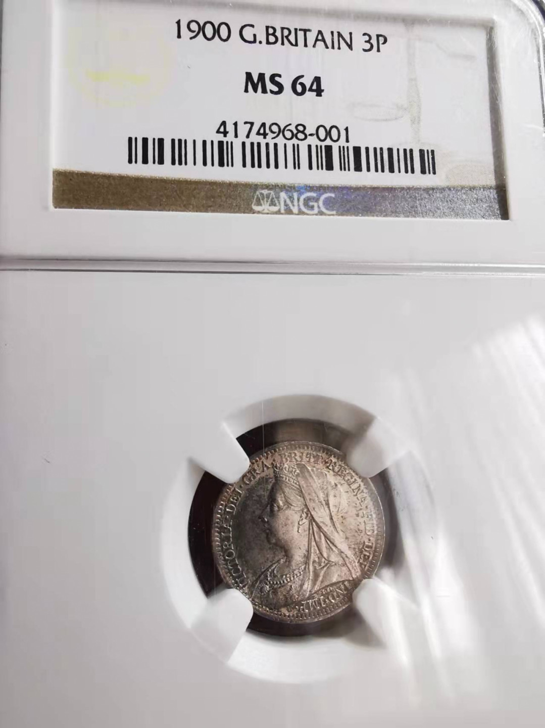 凡希社世界钱币微拍第一百七十三期 1900英国老维批纱3便士NGC-MS64