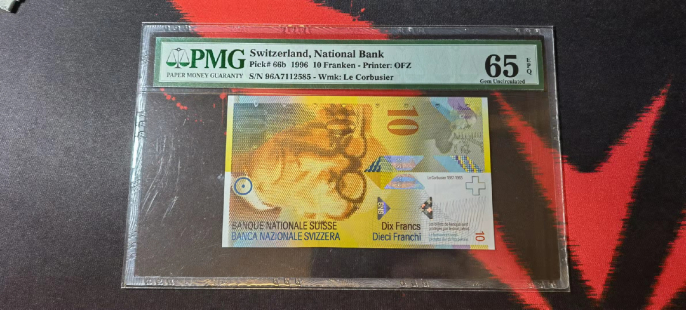 第一场精品拍卖秀 瑞士96A冠  10瑞士法郎 PMG65  稀少年份A冠