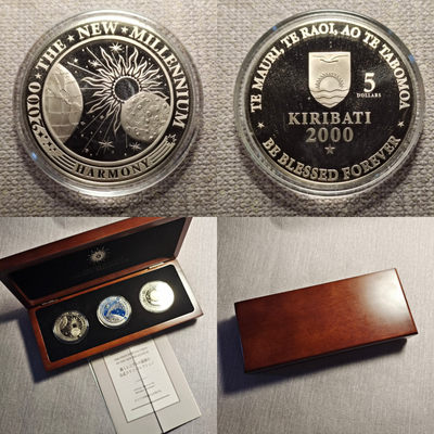 0起1加-纯粹捡漏拍-45场 - 基里巴斯2000年千禧年2银1镍精制套币-原盒证