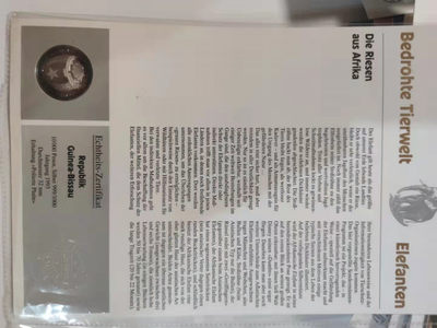 邮币封专场 1993年几内亚比绍10000比索大象银币