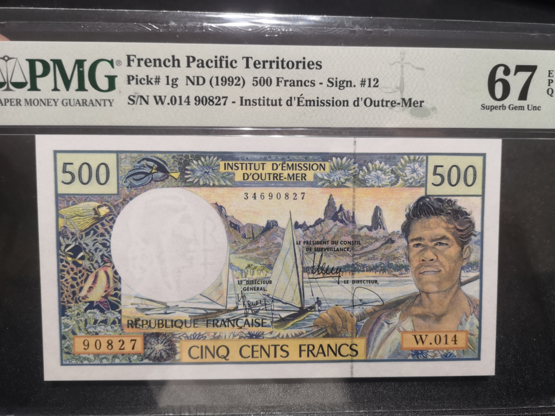 《外钞收藏家》第一百三十七期拍卖（本期68件） 1992年法属太平洋500 PMG67