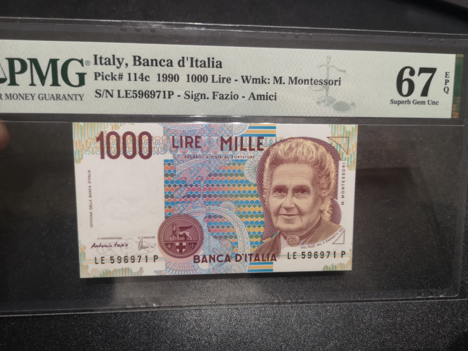 《外钞收藏家》第一百三十七期拍卖（本期68件） 1990年意大利1000 PMG67