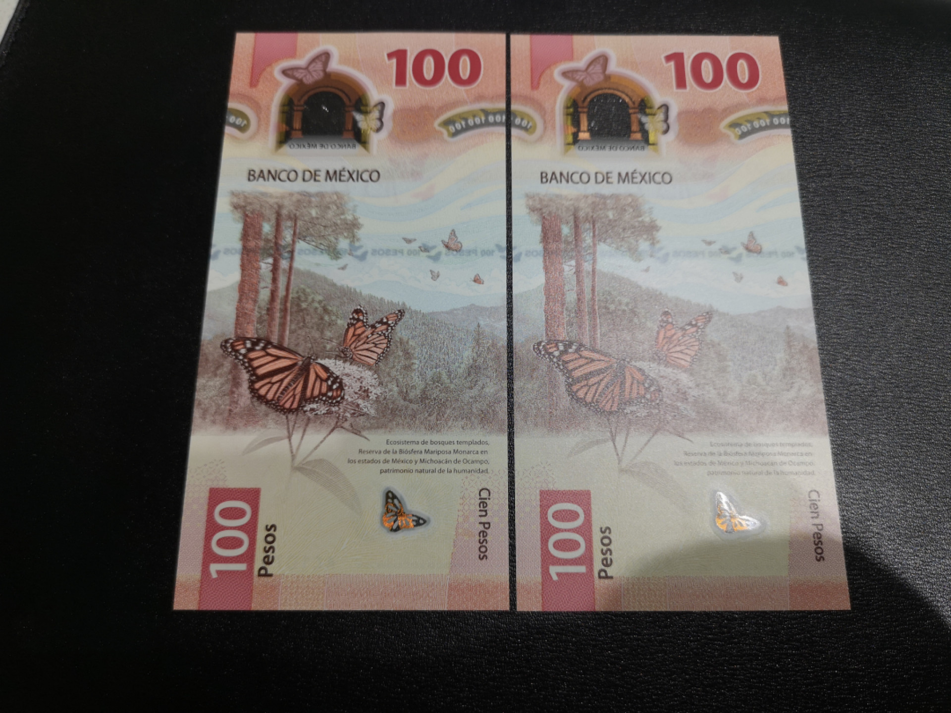 《外钞收藏家》第一百三十七期拍卖（本期68件） 2020年墨西哥100  两张 全新UNC