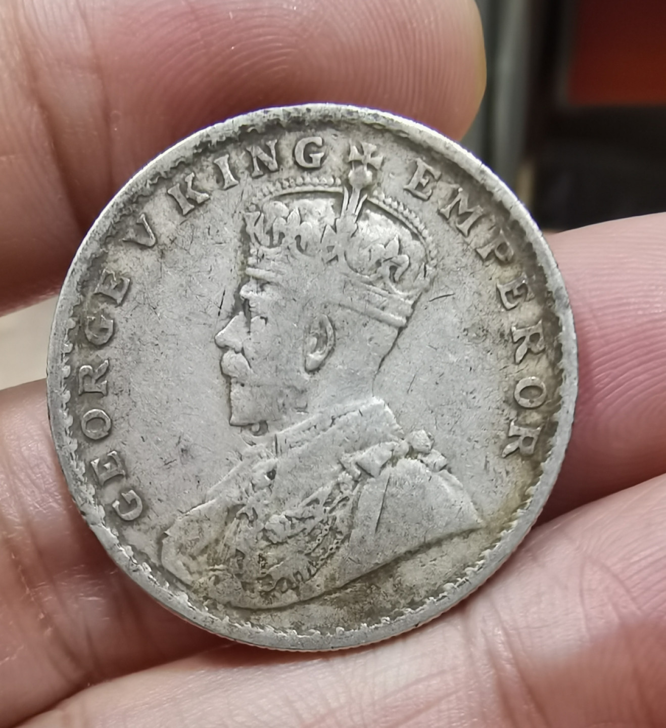 北京马甸外币专卖微拍第六十二期，金银币专场，陆续上新欢迎关注 1919年乔五印度1卢比银币，重11.66克，成色917 