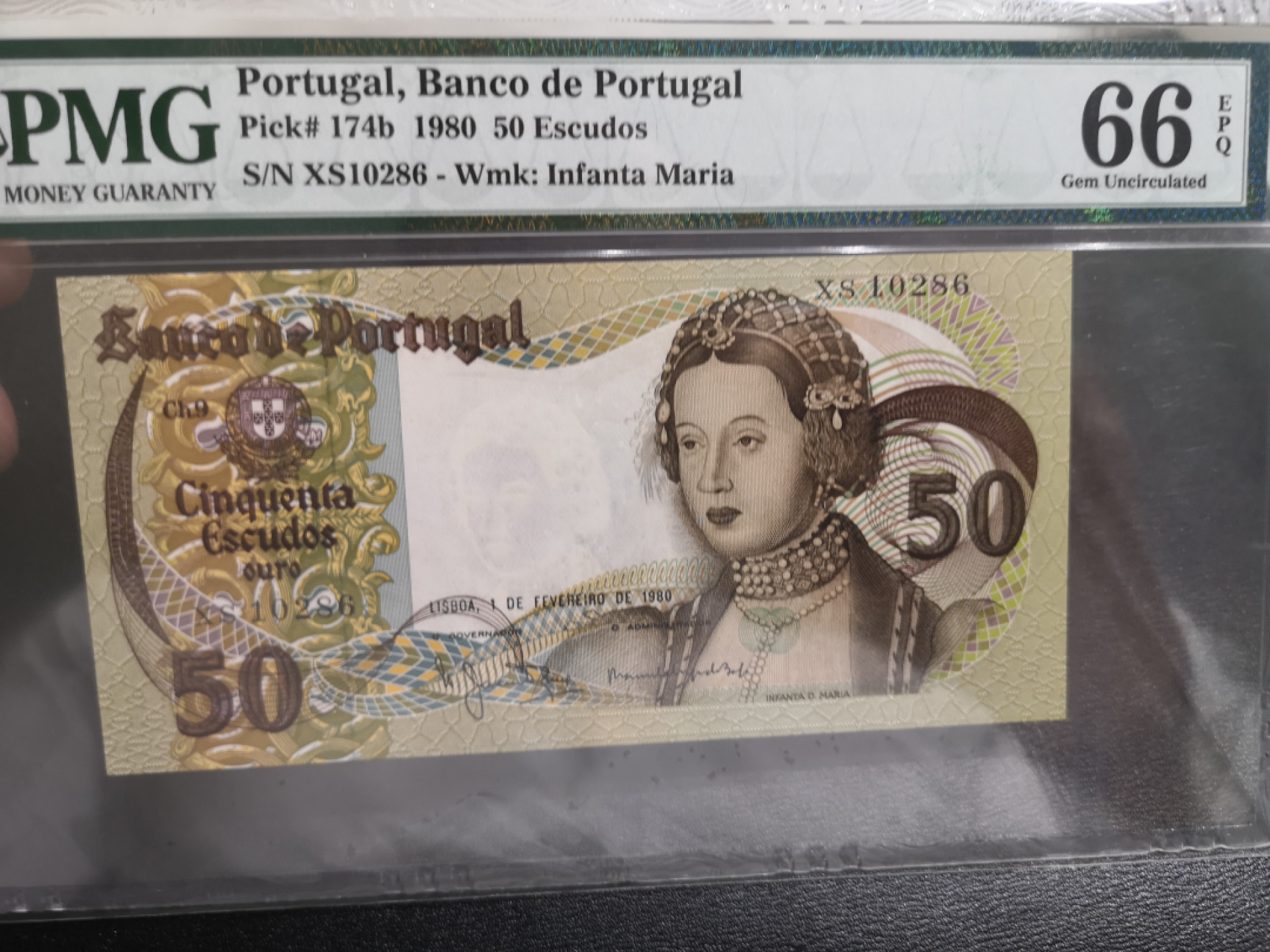 《外钞收藏家》第一百三十七期拍卖（本期68件） 1980年葡萄牙50 PMG66