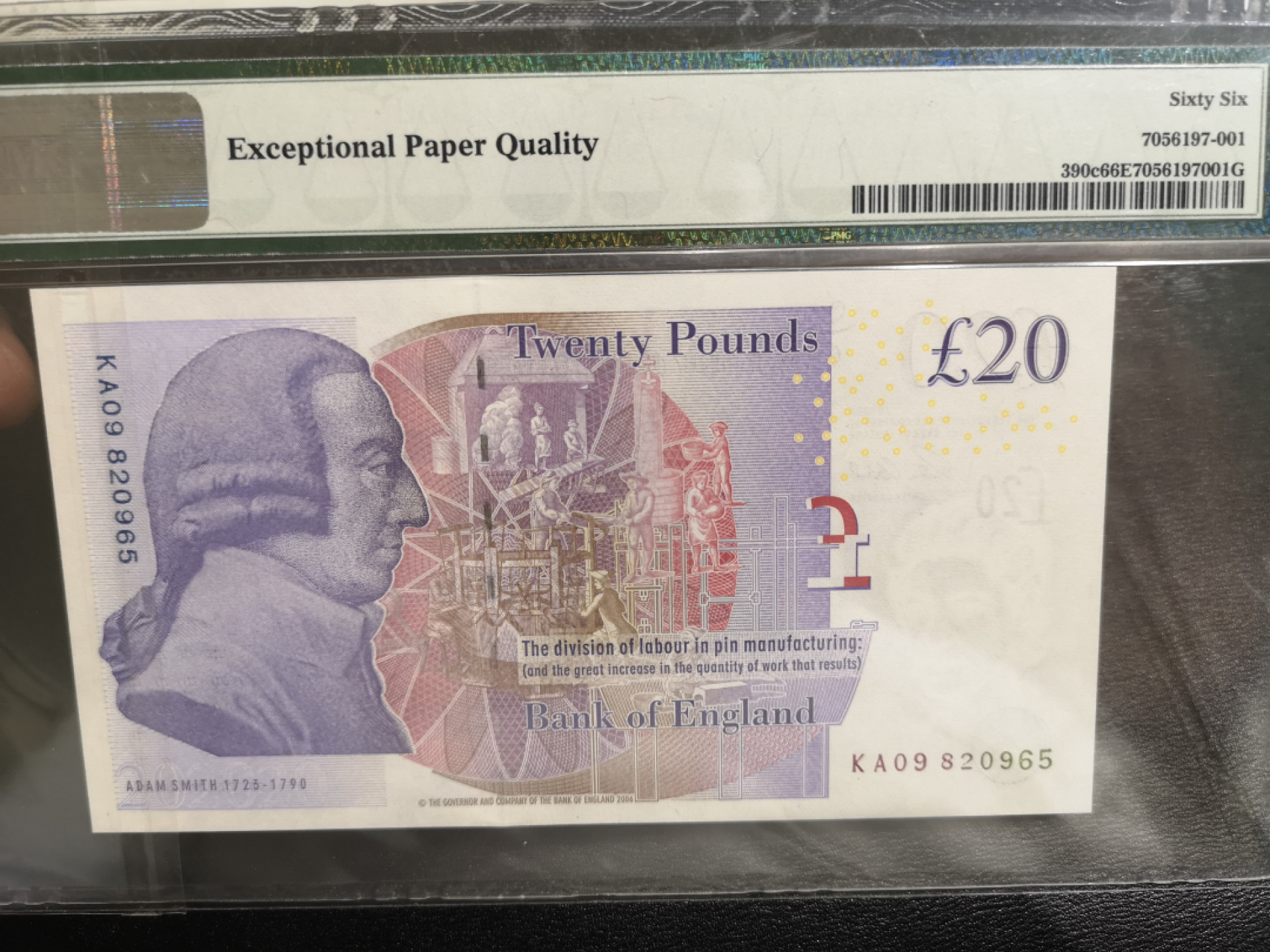 《外钞收藏家》第一百三十七期拍卖（本期68件） 2006年英国F序列20镑 PMG66