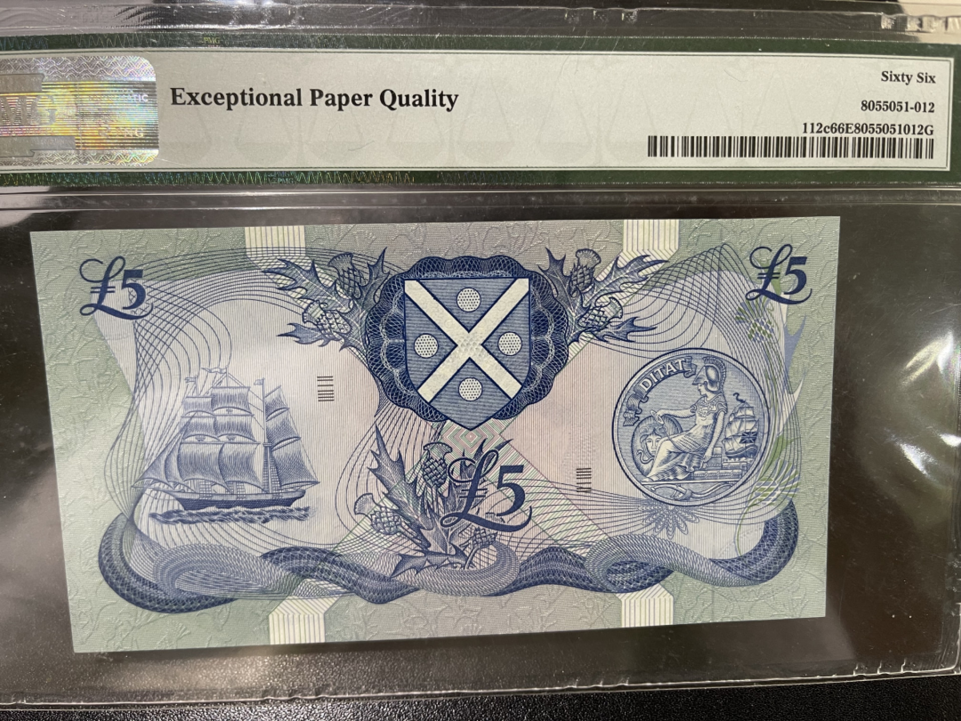 《外钞收藏家》第一百三十七期拍卖（本期68件） 1978年苏格兰5镑 PMG66