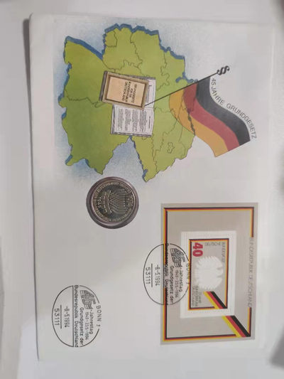 邮币封专场 1974年德国联邦德国成立25周年5马克银币邮币封