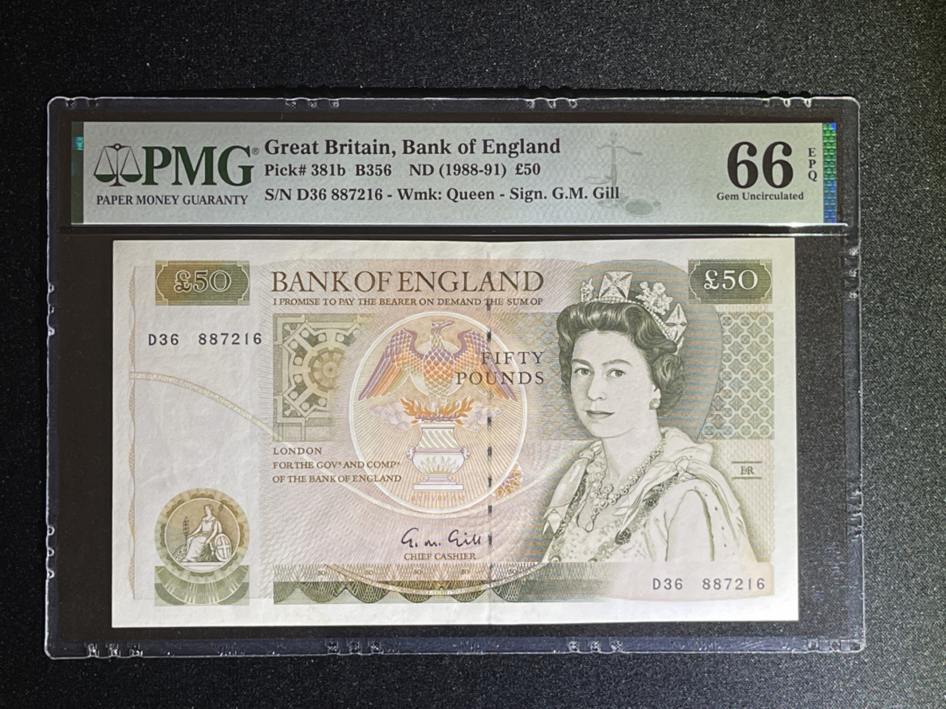 《张总收藏》39期—欧洲精品 英国50镑 PMG66E D序列 无4