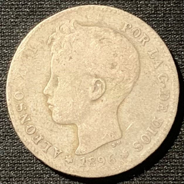 紫瑗钱币——第162期拍卖 西班牙 1896年 阿方索13世 1比塞塔 5克 0.835银