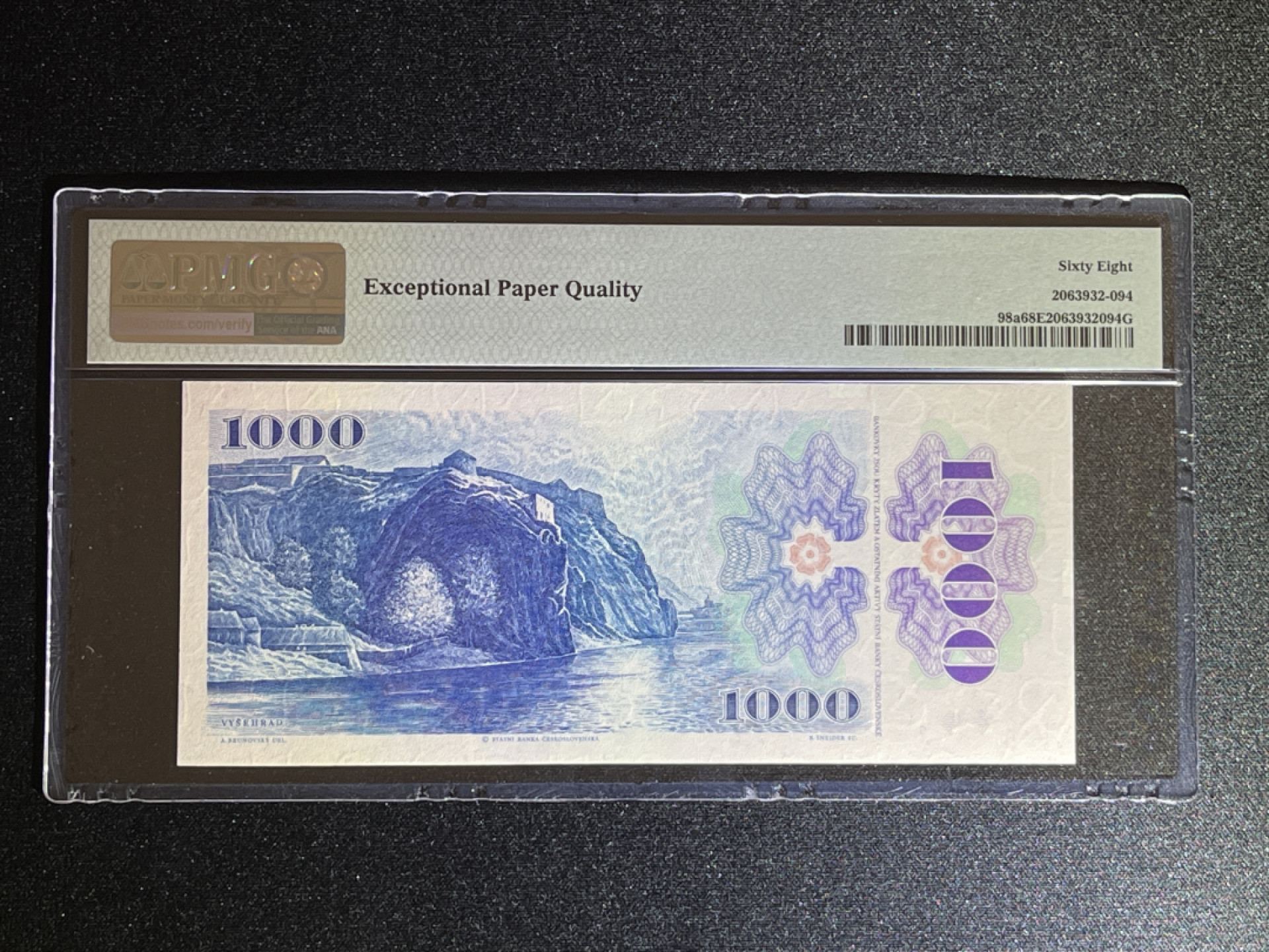 《张总收藏》39期—欧洲精品 捷克斯洛伐克1000克朗 PMG68E 1985年 无47高分