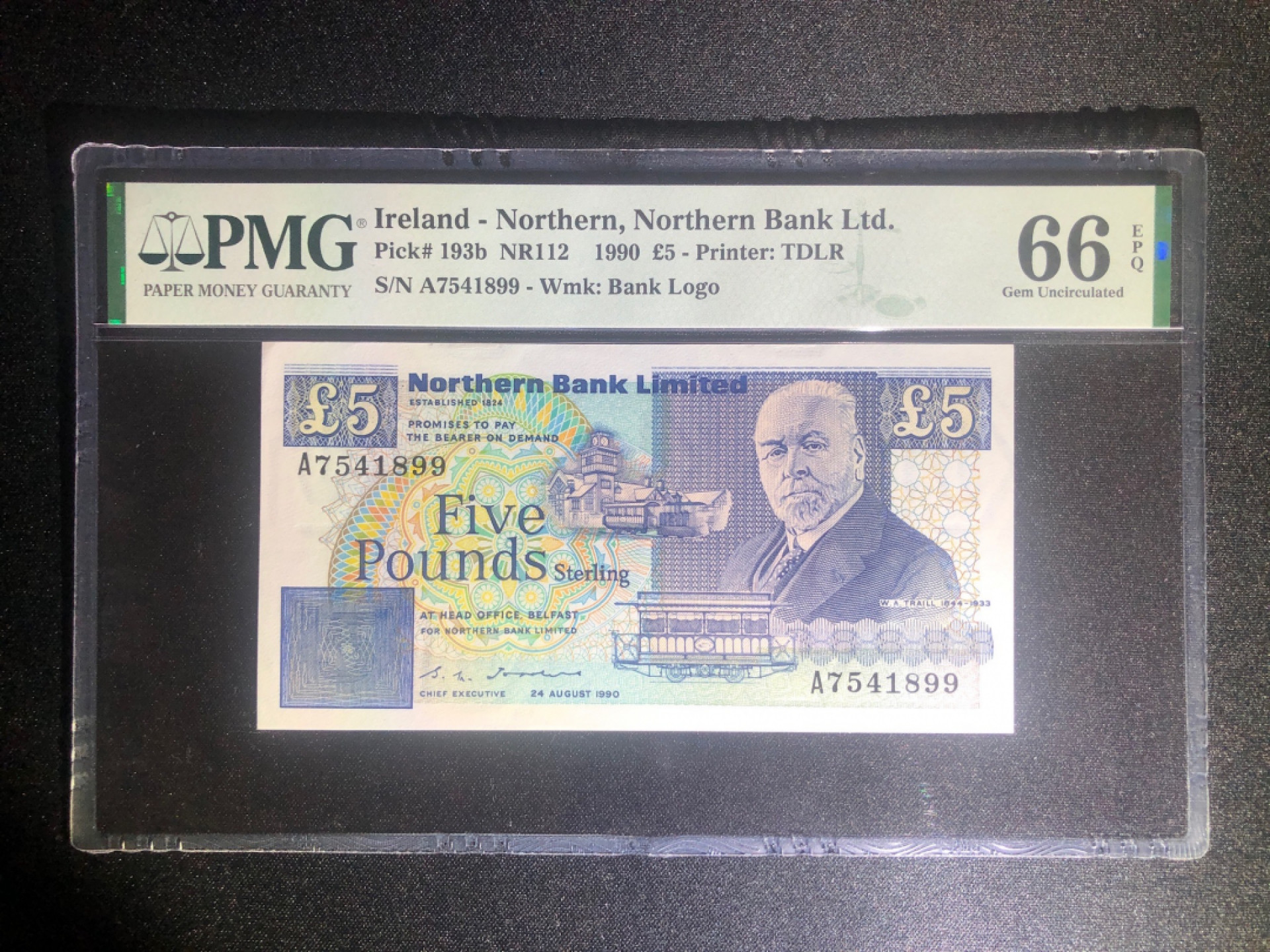 《张总收藏》39期—欧洲精品 北爱尔兰5镑 PMG66E 1990年 北方银行版本